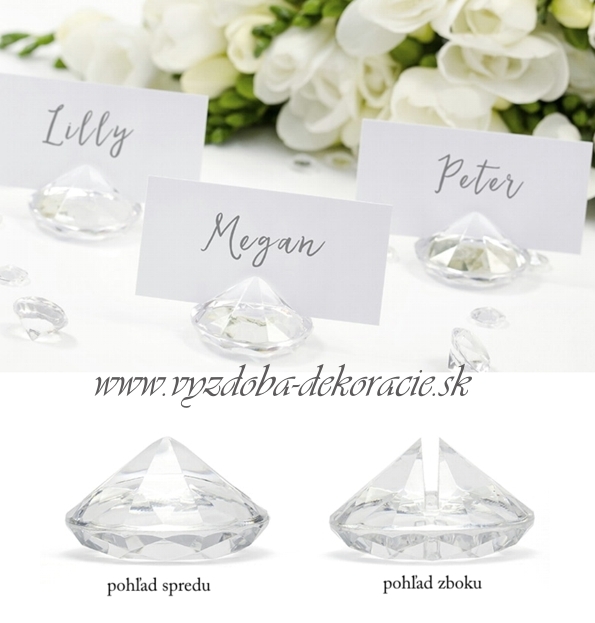 Stojan na menovku diamant - priesvitný - 10ks