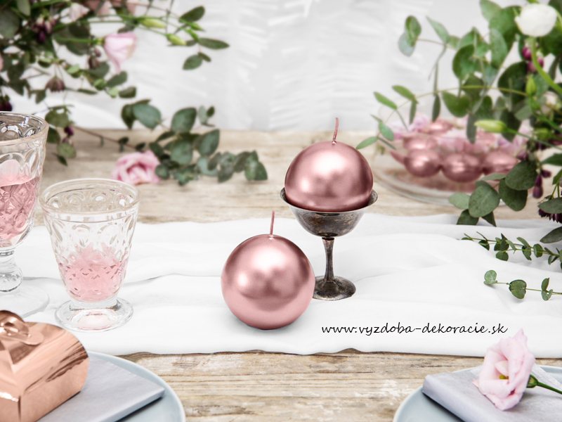 Sviečka guľa rose gold 8cm