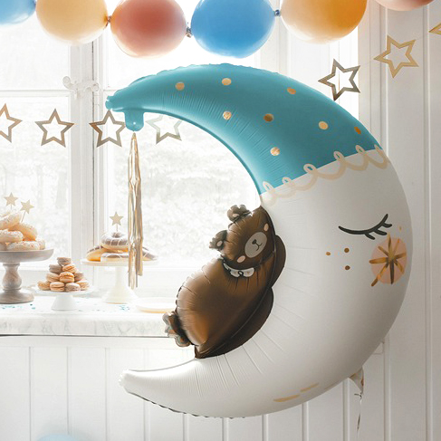 Balón fóliový Bear On The Moom - modrý 80 x 98cm