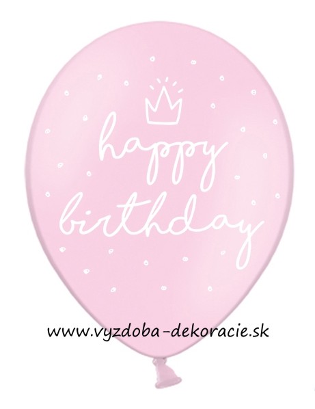 Balóny Happy Birthday ružové (10ks)