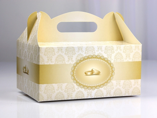 Krabička na svadobné zákusky zlatá
