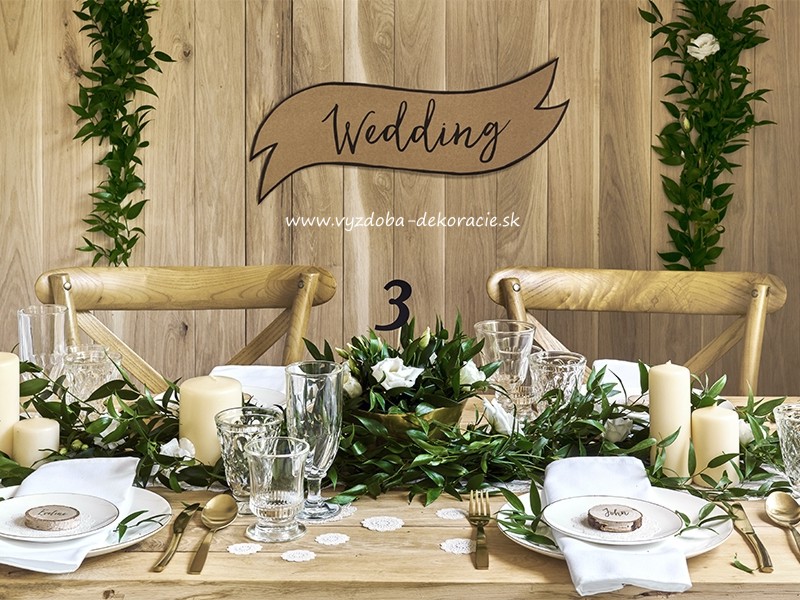 Svadobná dekorácia - WEDDING a HAPPY COUPLE (2ks)