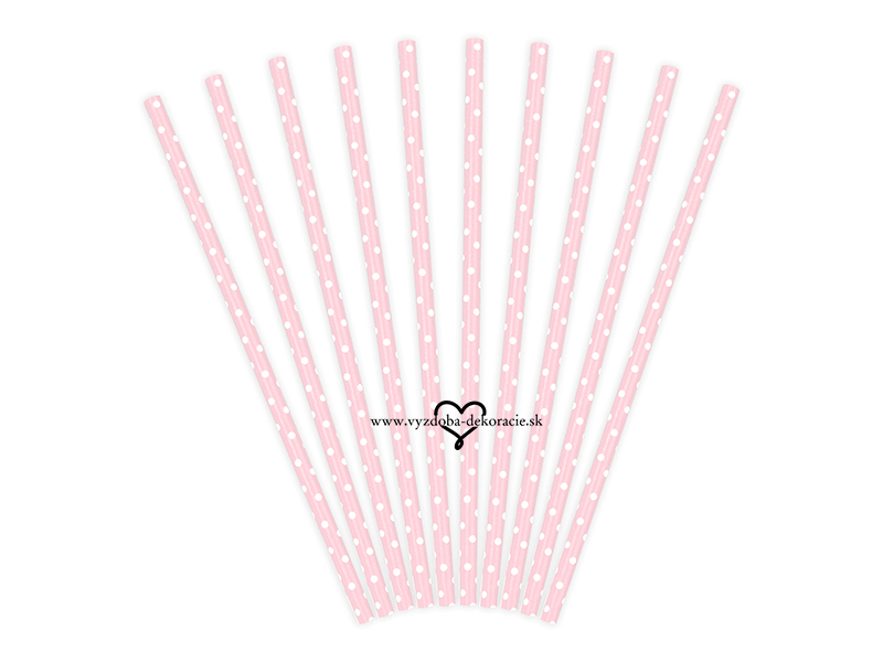 Papierové slamky - ružové s bielymi bodkami (10ks)