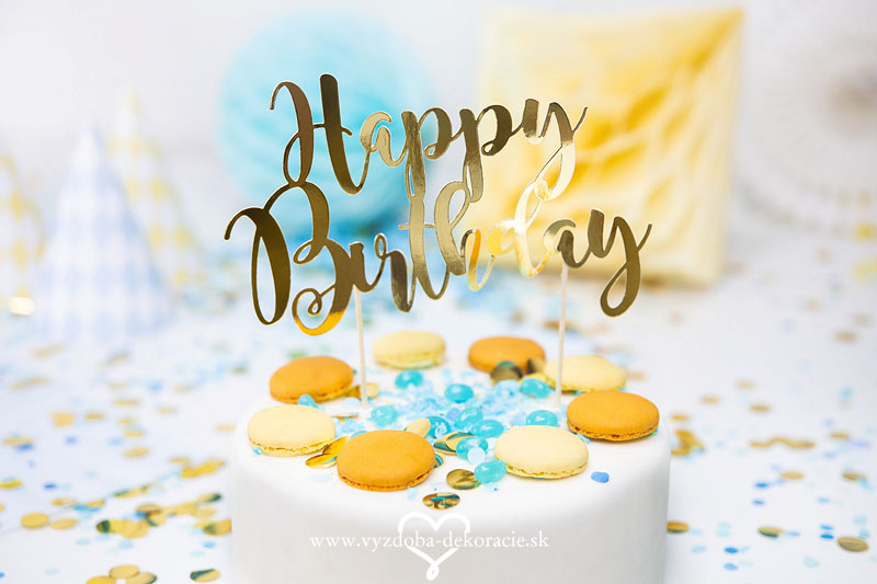 Zápich na tortu Happy Birthday - zlatý