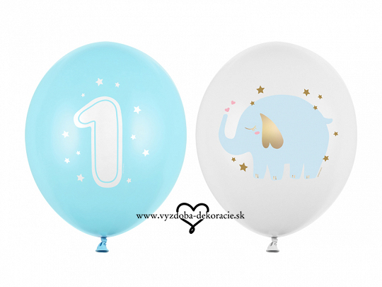 Balóny Sloník prvé narodeniny modré (6 ks)