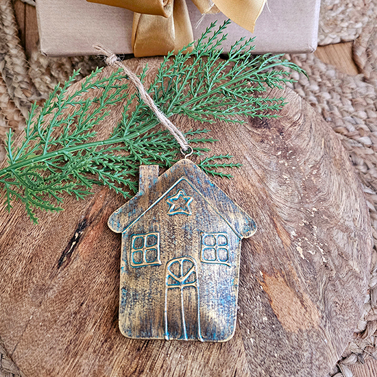 Vianočná ozdoba medený domček