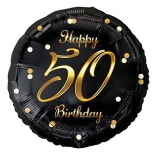 Balón fóliový Happy Birthday 50 čierno-zlatý 36cm