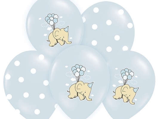 Balóny Sloník a bodky modré (10ks)