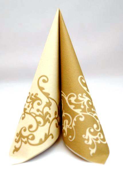 Servítky netkaný textil "A" - krémovo-zlaté - 50ks